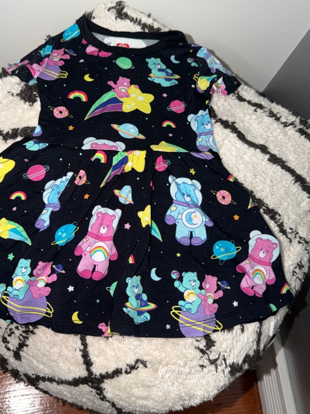 Care Bears x Birdie Bean Bamboo Twirl Pocket Dress 12-18M Galaxy Astronaut Stars